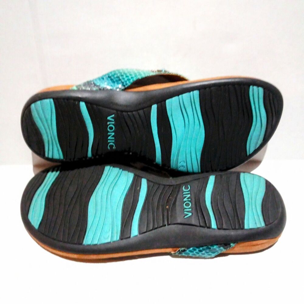 Vionic Floriana Thong Sandal-Size 8W-Faux Snakeskin-Beaded-Arch Support-Comfort - Picture 6 of 10